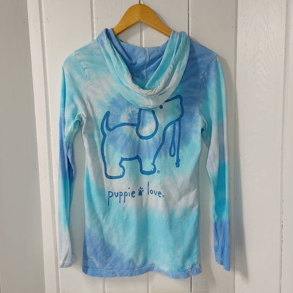 Puppy Love Blue Tie Dye Hoodie Sz Small - Picture 7 of 9